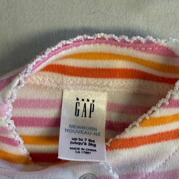 GAP Striped Baby Bodysuit in Pink and Orange - Picture 2 of 4